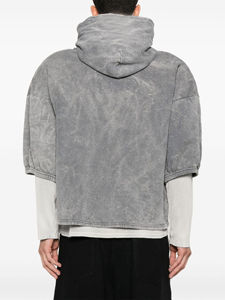 OEM Custom Logo Layered <b>Hoodie</b> Heavyweight Cotton <b>Short</b> <b>Sleeve</b> <b>Hoodie</b> Vintage Washed Streetwear Manufacturer - Product Image 3