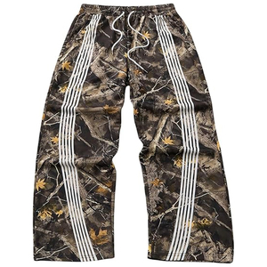Custom <b>Camouflage</b> Sweatpants With White Side Stripes Elastic Waist Drawstring Casual Autumn Wear 100% Cotton <b>Trouser</b> For Unisex - Product Image 1