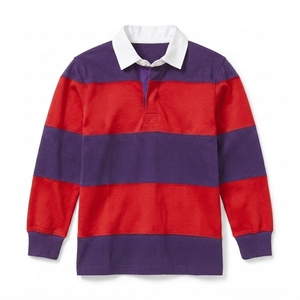 Maillot de rugby personnalisé à manches longues en tricot rayé 350 g/m² pour l'école, avec patchs brodés sur le pull de football, maillot de rugby - Product Image 3