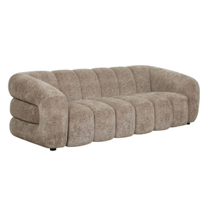 <b>Modern</b> 3 Seater Upholstered Fabric <b>Sofa</b> with Sculptural Channel Tufting, Rounded Arms and Low Profile <b>Design</b> - Product Image 3