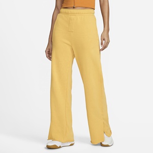 Pantalon en molleton jaune sur mesure pour femme, coupe large, taille haute, ample, longueur intégrale, décontracté, automne, style évasé - Product Image 1