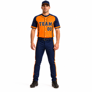 Contraste de couleurs, respirant, antibactérien, séchage rapide, uniforme de baseball, vêtements d'équipe, polyester, logo personnalisé, OEM - Product Image 1