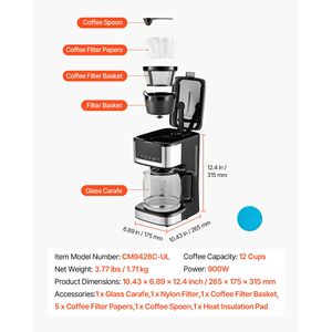 Macchina per Caffè Elettrica Programmabile con Schermo Touch, 12 Tazze, Funzione Mantenimento Calore 4 Ore, Sistema di Preparazione Doppio - Product Image 6