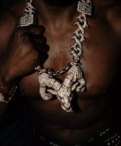 Collar con Colgante de Cabeza de Cabra Personalizado, Cadena Cubana, Plata de Ley 925, Chapado en Oro, Moissanita VVS, Certificado GRA, Estilo Hip Hop - Product Image 1