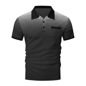 Chemise de golf décontractée pour homme, à manches courtes, motif à pois dégradé rouge, en polyester respirant, coupe classique, 180g - Product Image 3