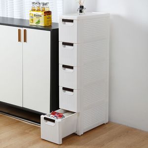 Carrello Organizzatore Sottile a 5 Ripiani con Ruote, Armadietto Contenitore per Bagno, Camera da Letto e Cucina - Product Image 3