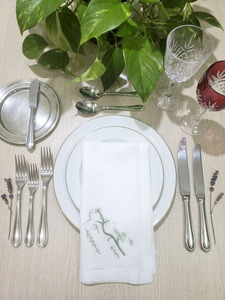 Custom Wholesale Square <b>Cloth</b> Napkin Full Sizes Embroidered Pretty Flower Stone Washing Hemstitch <b>Linen</b> Reusable Home Wedding - Product Image 6