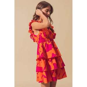 Vestido en capas con cuello en V floral de So ME con cintura elástica Variante hecha a mano - Product Image 4