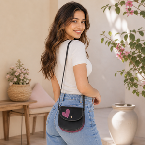 <b>Cute</b> Heart Design Crossbody Bag for Women | PU Leather Mini Shoulder <b>Purse</b> Stylish Flap Handbag | Casual Daily Use Fashion Bag - Product Image 2