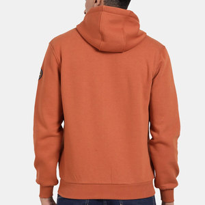Sudadera con Capucha y Cremallera para Hombre, Color Naranja, Corte Regular, Color Sólido, Tejido de Algodón, Estilo Casual para Otoño, Logotipo en la Manga Izquierda - Product Image 2