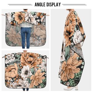 Capa de Peluquería Floral Resistente al Agua, Capa de Salón de Poliéster con Cierre de Clip Metálico Ajustable, Tamaño Personalizable Profesional - Product Image 6