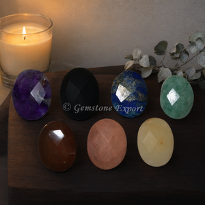 Nouvel ensemble de pierres ovales gravées des sept chakras pour la décoration intérieure Feng Shui et la collection de souvenirs - Product Image 3