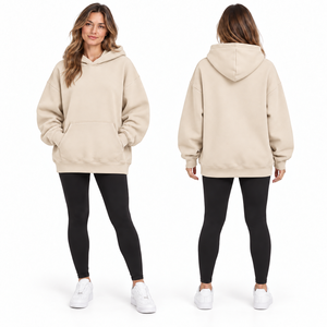 Women's Oversized Hooded Sweatshirt Color Blocked Turquoise <b>Orange</b> <b>Fleece</b> Pocket Design Autumn Casual Streetwear - Product Image 4