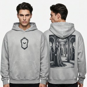 Sweat à capuche personnalisé violet délavé style vintage pour homme, streetwear, pull graphique surdimensionné en molleton épais, fabricant - Product Image 2