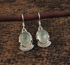 Pendientes de Prehnita Natural, Plata de Ley 925, Pendientes de Piedra Preciosa, Joyería de Prehnita Genuina, Fabricante Mayorista - Product Image 2