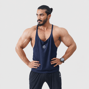 Ropa de gimnasio para hombre, camiseta sin mangas verde de punto, cuello en V, deportiva, de color sólido, con logo frontal, de secado rápido, material de algodón/poliéster, camiseta sin mangas para hombre - Product Image 3