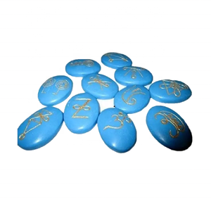 Haute qualité karuna Turquoise Bleu Howlite forme Ovale pierre 11 pièces karuna ensemble naturel guérison cristal pierres précieuses ensemble en gros - Product Image 3