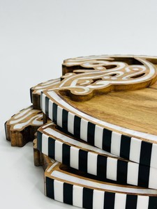 Plats de service jetables en bois gravés décoratifs de luxe, modernes, pour fêtes, dattes du Ramadan, hôtellerie arabe, table islamique - Product Image 6