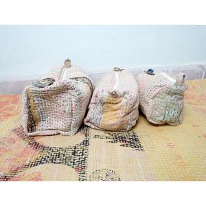 Beautiful vintage Kantha Floral Printed Quilted Cosmetic 3-pouch set For <b>Toiletry</b> Pouch For Women Travel Cosmetic Bags And Cases - Product Image 2
