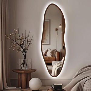 Acacia Wood Wall <b>Mirror</b> Wholesale - Modern LED Wooden <b>Mirror</b> - Product Image 5