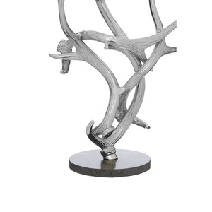 Candélabre élégant en argent en forme de bois de cerf, porte-bougie à 3 branches en métal avec base en marbre, centre de table de luxe pour mariage, décoration de table - Product Image 3