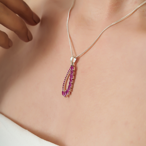 Pendentif sur mesure en argent sterling 925 avec pierres précieuses en rubis naturel de forme marquise et ronde, style goutte d'eau, pour femmes - Product Image 4