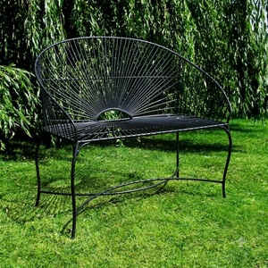Weatherproof Powder Coated Wrought Iron European Design KHP Park <b>Bench</b> Custom Hand Forged <b>Metal</b> Garden Long Chair 2-Seater - Product Image 2