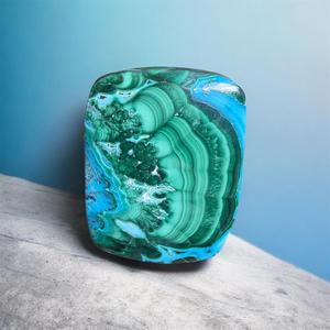 Cabujón de Malaquita y Crisocola. Piedra Preciosa de Malaquita y Crisocola Verde Azul Natural de Diseño - Product Image 2