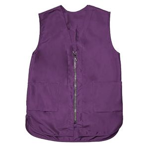 Chaleco Casual Ecológico para Estilista de Salón con Cierre de Pedrería, Tela Iridiscente, Cuello en V Ajustable, Talla Grande, Color Morado - Product Image 6