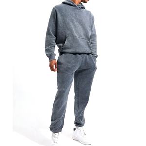 Ensemble de survêtement décontracté pour homme de haute qualité, effet délavé, en tissu respirant, avec sweat à capuche et pantalon de jogging, grandes tailles, style streetwear, tendance OEM - Product Image 2