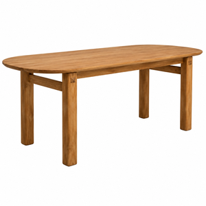 โต๊ะรับประทานอาหารทรงแคปซูลไม้สักแท้ ขาแบบ Through-Tenon ดีไซน์ร่วมสมัย เป็นมิตรกับสิ่งแวดล้อม รองรับผู้นั่งได้ 8 คน - Product Image 3