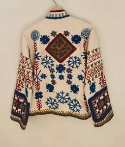 Veste en velours brodée à la main à motif floral, col montant, manches longues, style automne, longueur standard, vêtements d'extérieur pour femmes, vente en gros B2B - Product Image 3