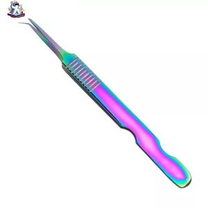 Ensemble de pinces à cils en acier inoxydable Ryzer Studio, 1 pièce, pointe incurvée et pointue, outils de beauté pour extensions de cils, maquillage et outils - Product Image 2