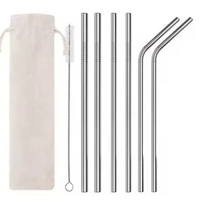 Polished Stainless Steel <b>Drinking</b> <b>Straws</b> Reusable Beverage Tools <b>for</b> Home and Restaurant Tables - Product Image 1