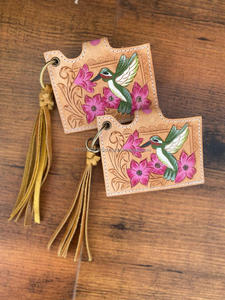 เคสใส่บัตรหนัง ATM ลายดอกไม้แท้มีสไตล์น่ารักแฟชั่นตะวันตกขนาดเล็กมีพู่เคสใส่บัตรพร้อมพวงกุญแจ - Product Image 3