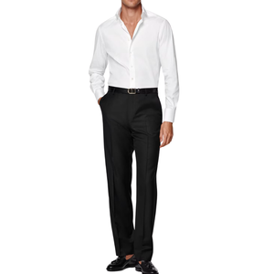 Pantalones de hombre, corte ajustado, para oficina, pierna recta, cintura media, ligeros, pantalones de traje, hechos a medida, cómodos, pantalones negros para hombre - Product Image 1
