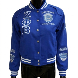 Zeta Phi Beta Varsity Jacket Women Embroidered Greek Letter Sorority College Wear Black Blue Patch Design Full Sleeve - Product Image 2