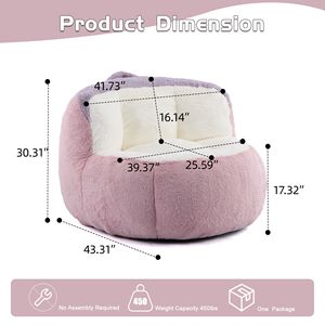 Poltrona Sacco Oversize in Pelliccia Sintetica Multicolore, Grande Divano Chaise Longue per Soggiorno, Consegna Rapida, Nessun Montaggio Richiesto, per Esterni - Product Image 4