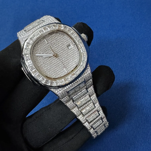 Montre classique pour homme BOJ P.P.014 avec affichage analogique, bagues en moissanite, bracelet en alliage, boîtier plaqué or rose 20 mm, verre 41 mm - Product Image 1