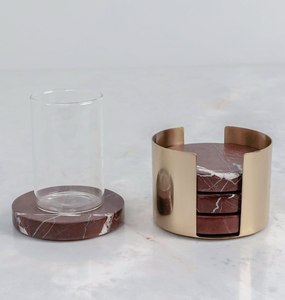Juego de Posavasos Redondos de Piedra de Primera Calidad, Modernos, Antideslizantes, Decoración de Mesa de Mármol Negro, para Bebidas y Café - Product Image 5