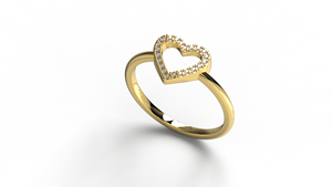 Bague de luxe en or 18 carats avec cœur ouvert et diamants, bague délicate pavée de diamants ronds, bijou empilable, cadeau romantique de fiançailles pour femme - Product Image 2
