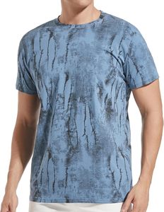 Men's Blue <b>Tie</b>-Dye Print Short Sleeve O-Neck T-Shirt Slim Fit Quick Dry Casual <b>Knitted</b> Polyester Shirt - Product Image 4