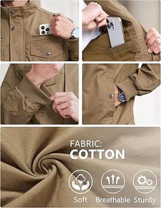 เสื้อแจ็คเก็ตคอตั้งแบบมีซิปหลายกระเป๋าน้ำหนักเบา ป้องกันลม - Product Image 5