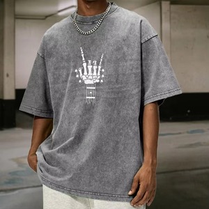 Camiseta de manga larga oversize para hombre con estampado de guitarra y esqueleto estilo rock and roll, logotipo personalizado, de algodón y fibra de bambú, color liso, de secado rápido - Product Image 4