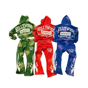 Pantalon d'hiver épais 100% coton respirant à séchage rapide, imprimé avec strass, design personnalisé, coupe droite, bas évasé - Product Image 2