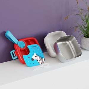 Boîte à bento en acier inoxydable pour enfants, 3 compartiments, boîte à lunch carrée portable, boîte à lunch portable, boîte à lunch de bureau - Product Image 1