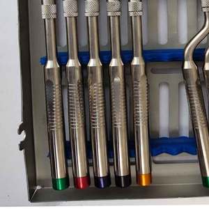 Kit d'osteotomes pour sinus lift, manuel, en acier inoxydable, autoclavable, ensemble droit, marteau convexe Mead, cassette, instruments dentaires, oral - Product Image 1