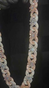 Collier chaîne cubaine en argent sterling 925 avec diamants Moissanite en gros, style hip-hop personnalisé pour bijoux de mode - Product Image 2