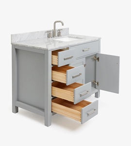 Mueble de Baño de 43 Pulgadas Marca Privada Hannah, Gabinete con Lavabo a la Derecha, Solo 2 Opciones de Acabado, Venta al Por Mayor, Fábrica en Vietnam - Product Image 4