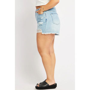 Nouvelle Collection Été Personnalisée – Short en Jean Bleu Clair Unisexe de Haute Qualité, Jupe en Jean Asymétrique Déchirée, Tissu Respirant Ciré à Chaud - Product Image 3